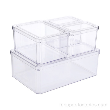 Set 4 Conteneur de stockage ménager en plastique pour la nourriture